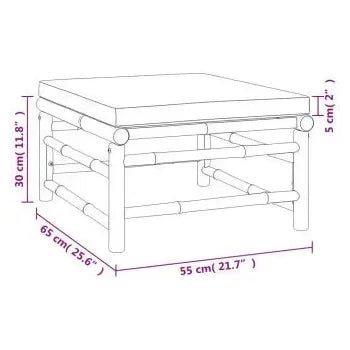 Set de sofás con mesa y reposapiés para jardín de 6 piezas fabricado en bambú con cojines de color de vidaXL 10