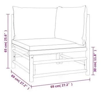 Set de sofás con mesa y reposapiés para jardín de 6 piezas de madera con cojines de color gris topo de vidaXL 8