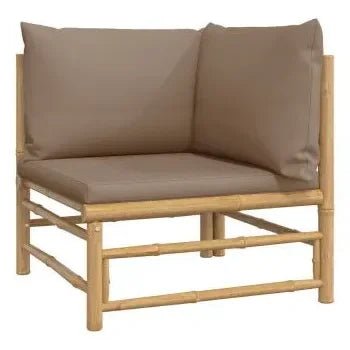 Set de sofás para jardín de 6 piezas de madera con cojines de color gris topo de vidaXL 4