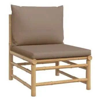 Set de sofás para jardín de 5 piezas de madera de bambú con cojines de color gris topo de vidaXL 5