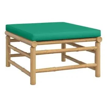 Set de sofás y reposapiés para jardín de 10 piezas fabricado en bambú con cojines de color verde de vidaXL 6