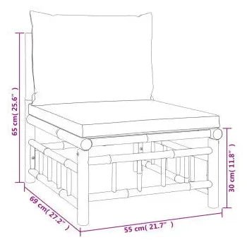 Set de sofás y silla con reposapiés para jardín de 12 piezas fabricado en bambú con cojines de vidaXL 10