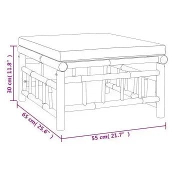 Set de sofás y reposapiés con mesa para jardín de 8 piezas fabricado en bambú con cojines de color de vidaXL 10