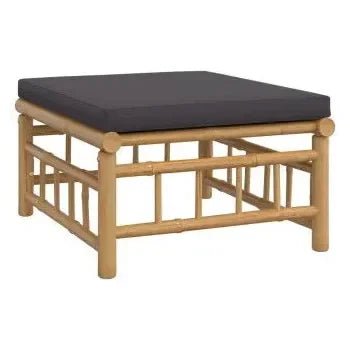 Set de sofás y silla con reposapiés para jardín de 7 piezas fabricado en bambú con cojines Grises de vidaXL 7
