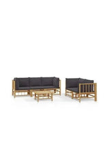 6-piece garden sofa and table set made of bamboo with grey cushions by vidaXL