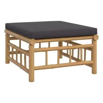 Set de sofás y silla con reposapiés para jardín de 12 piezas fabricado en bambú con cojines Grises de vidaXL 7