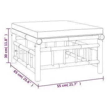 Set de sofás con reposapiés para jardín de 7 piezas fabricado en bambú con cojines Grises de vidaXL 10