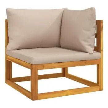 Set de sofás y reposapiés con mesa de jardín de 5 piezas fabricado en madera maciza con cojines de vidaXL 4