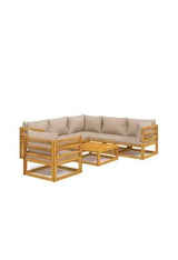 Set de sofás y silla de jardín de 7 piezas fabricado en madera maciza con cojines gris topo de vidaXL