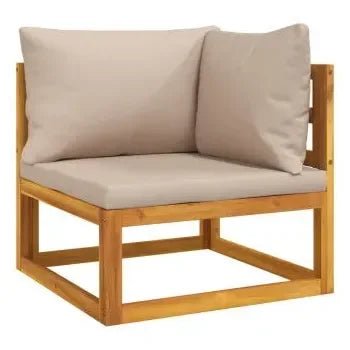 Set de sofás y reposapiés de jardín de 10 piezas fabricado en madera maciza con cojines gris topo de vidaXL 4