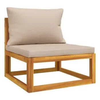 Set de sofás y reposapiés de jardín de 10 piezas fabricado en madera maciza con cojines gris topo de vidaXL 5