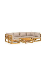 7-piece garden sofa set with table made of solid wood with taupe cushions by vidaXL
