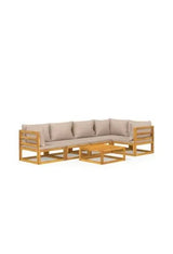 6-piece garden sofa set made of solid wood with taupe cushions by vidaXL