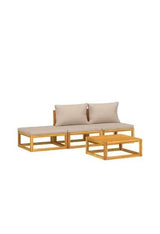 Set de muebles de jardín por 4 piezas realizados en madera maciza de acacia y cojines de color gris topo de vidaXL