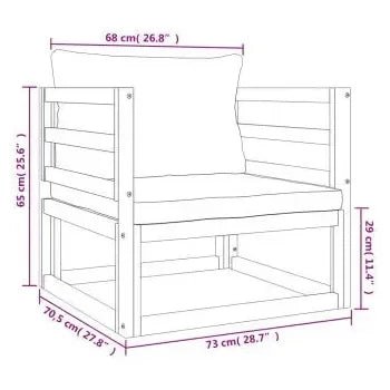 Set de sofás y silla con reposapiés de jardín de 12 piezas fabricado en madera maciza con cojines de vidaXL 11