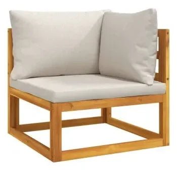 Set de muebles de jardín de 4 piezas hechas en madera maciza con cojines gris claro de vidaXL 4