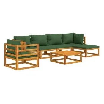 Set de sofás y silla con reposapiés de jardín de 7 piezas fabricado en madera de acacia con cojines de vidaXL 3