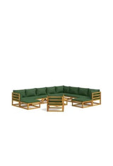Set de sofás y silla con reposapiés de jardín de 12 piezas fabricado en madera de acacia con cojines Verdes de vidaXL
