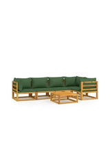 6-piece garden sofa and table set made of acacia wood with green cushions by vidaXL