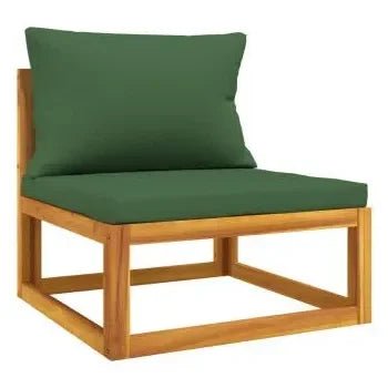 Set de sofás y reposapiés para jardín de 8 piezas fabricado en madera de acacia con cojines Verdes de vidaXL 5