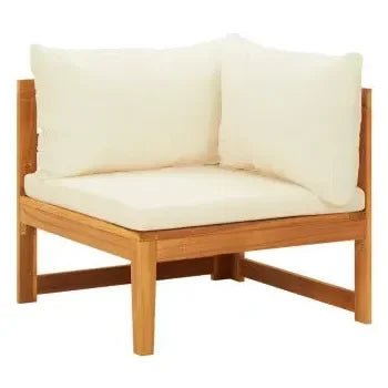 Set de muebles de jardín madera de acacia con cojín en acabado color marrón y blanco crema de vidaXL 4