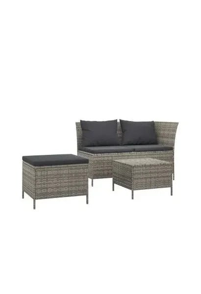 Set de muebles para jardín con cojines fabricado en ratán y acero de color gris de vidaXL