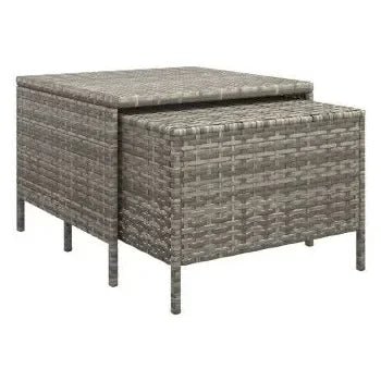 Set de muebles para jardín con cojines fabricado en ratán y acero de color gris de vidaXL 7