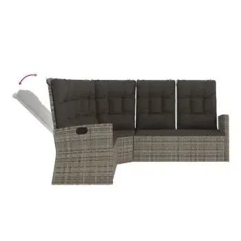 Conjunto de sofá y mesa de jardín de acero ratán sintético y madera de acacia con acabado en gris de vidaXL 6
