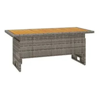 Conjunto de sofá y mesa de jardín de acero ratán sintético y madera de acacia con acabado en gris de vidaXL 8