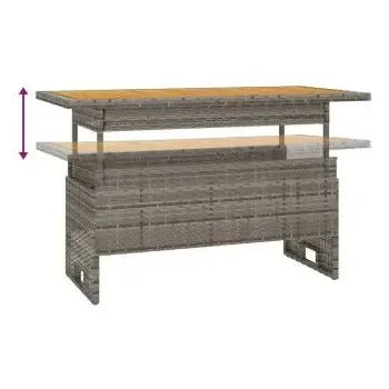 Conjunto de sofá y mesa de jardín de acero ratán sintético y madera de acacia con acabado en gris de vidaXL 9
