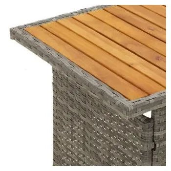 Conjunto de sofá y mesa de jardín de acero ratán sintético y madera de acacia con acabado en gris de vidaXL 10