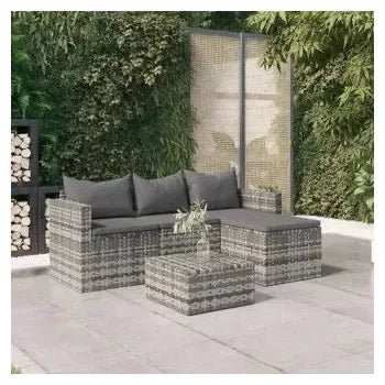 Juego de muebles de jardín fabricado en ratán con un acabado en color gris de vidaXL 2