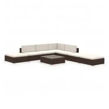 Conjunto de muebles de jardín modulares de ratán sintético acabado marrón de vidaXL 2