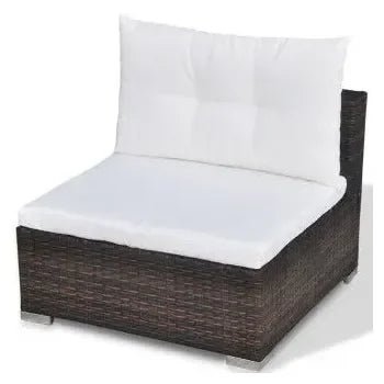 Conjunto de muebles de exterior de acero ratán sintético y cristal templado en acabado marrón de vidaXL 8