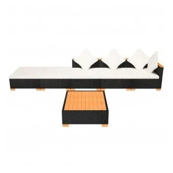Set de muebles para exterior cubierto de 6 piezas en acabado color blanco y negro de vidaXL 5