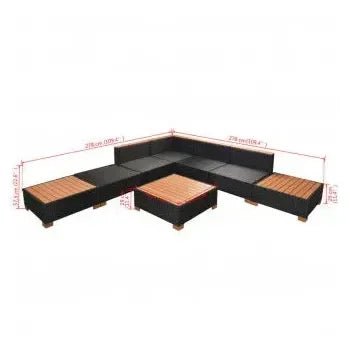 Juego de muebles con cojines para jardín de ratán sintético negro y blanco de vidaXL 14