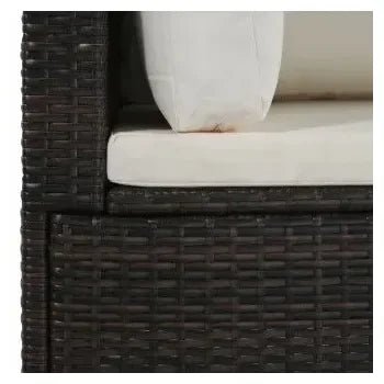 Juego de muebles de jardín de mesa de centro de madera y sofás de ratán sintético marrón de vidaXL 4