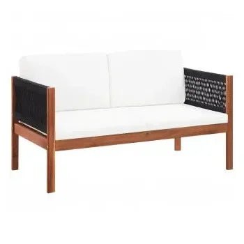 Conjunto mobiliario para jardín de madera de acacia y cuerdas color negro de vidaXL 2