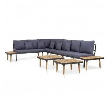 Conjunto mobiliario para jardines y terrazas con un diseño moderno en color gris oscuro de vidaXL 2