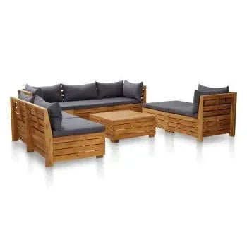 Conjunto de sofás y mesa de jardín de madera maciza de acacia en acabado color marrón de vidaXL 3