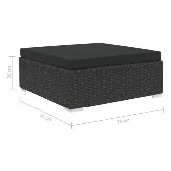 Conjunto de sofás taburete y mesa de ratán sintético con cojines en acabado color negro de vidaXL 10