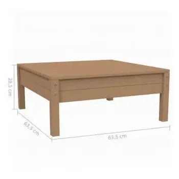 Sofá y mesa de jardín de madera maciza de pino y cojines con acabado en color marrón miel y crema de vidaXL 10