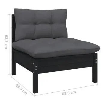Juego muebles para exteriores fabricados en madera pino maciza de un acabado color negro y gris de vidaXL 8